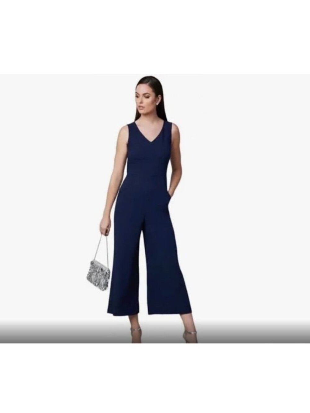 Karl Lagerfeld WIDE LEG Jumpsuit NWT 16 Blue Wedding Guest Night Out Business - Picture 2 of 15